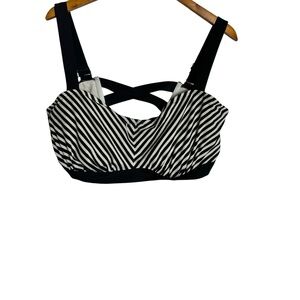 Athleta Wide Cross Stripe Wired Swim Top 40 D